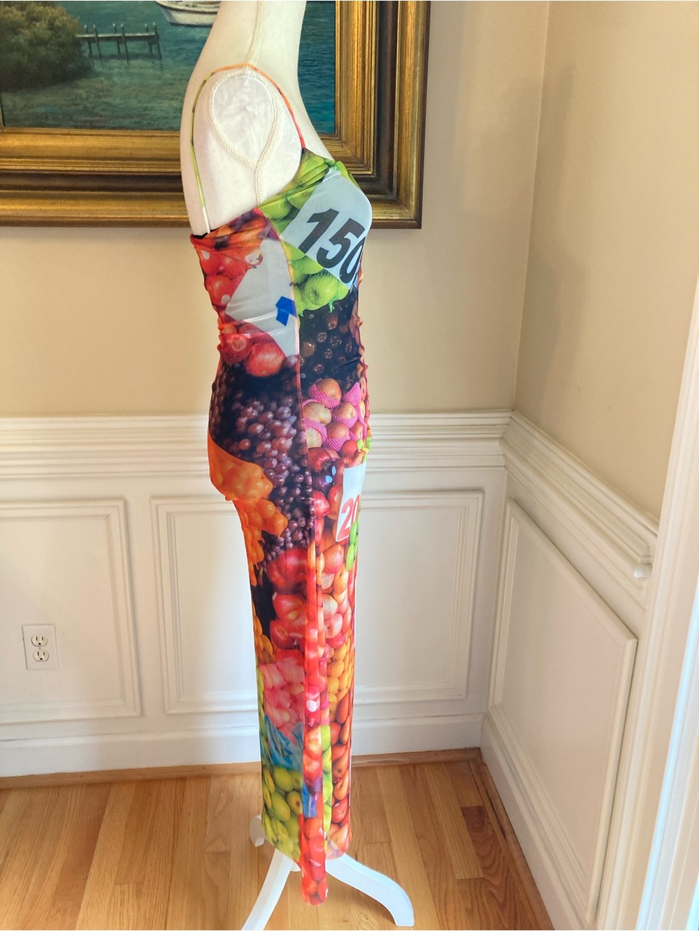 ZARA Mesh Colorful Fruit Print Midi Dress NWT - Picture 3 of 14